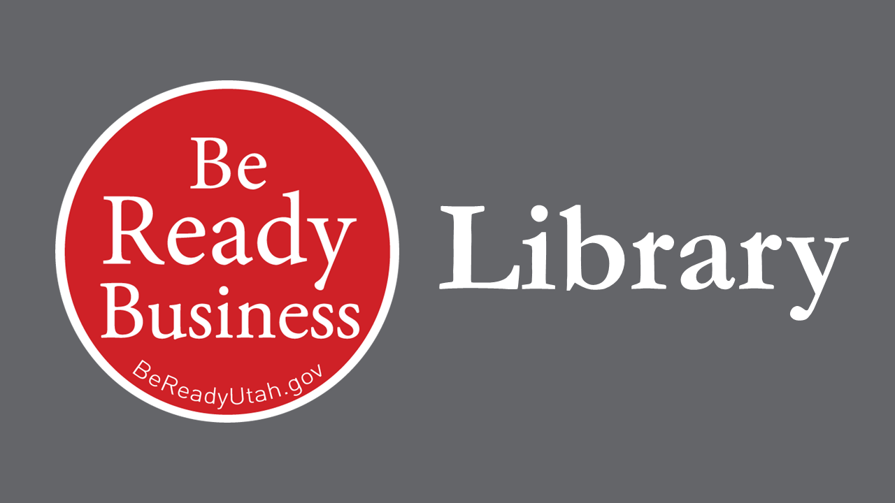 A red circle witht he words "Be Ready Business" and the word "Library" on a gray background.